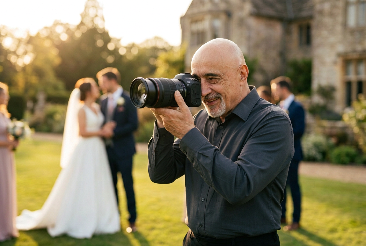 Steve photographing a wedding for 2 Wedding Photographers